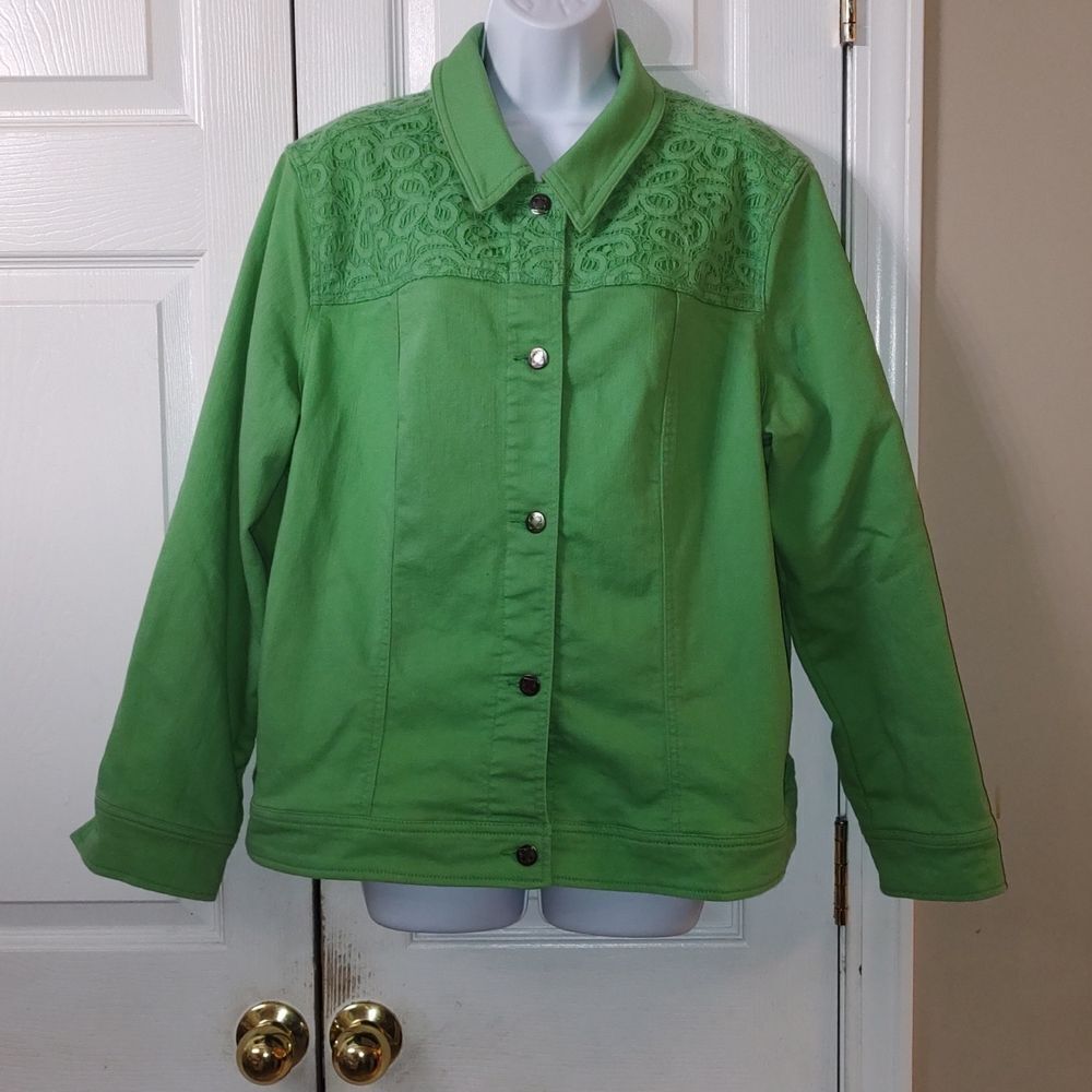 Liz Claiborne New York  light green denim jacket Sz 22W EUC